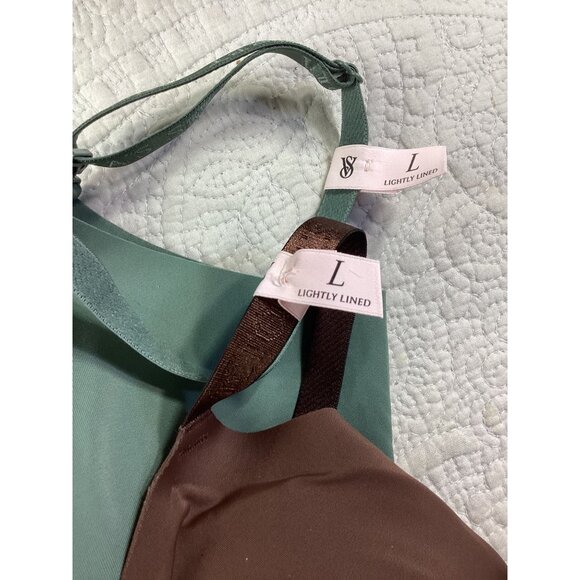 Lot of 2 Victorias Secret Lightly Lined Wireless Bras In Green & Brown*38B*NWOT - Picture 2 of 8